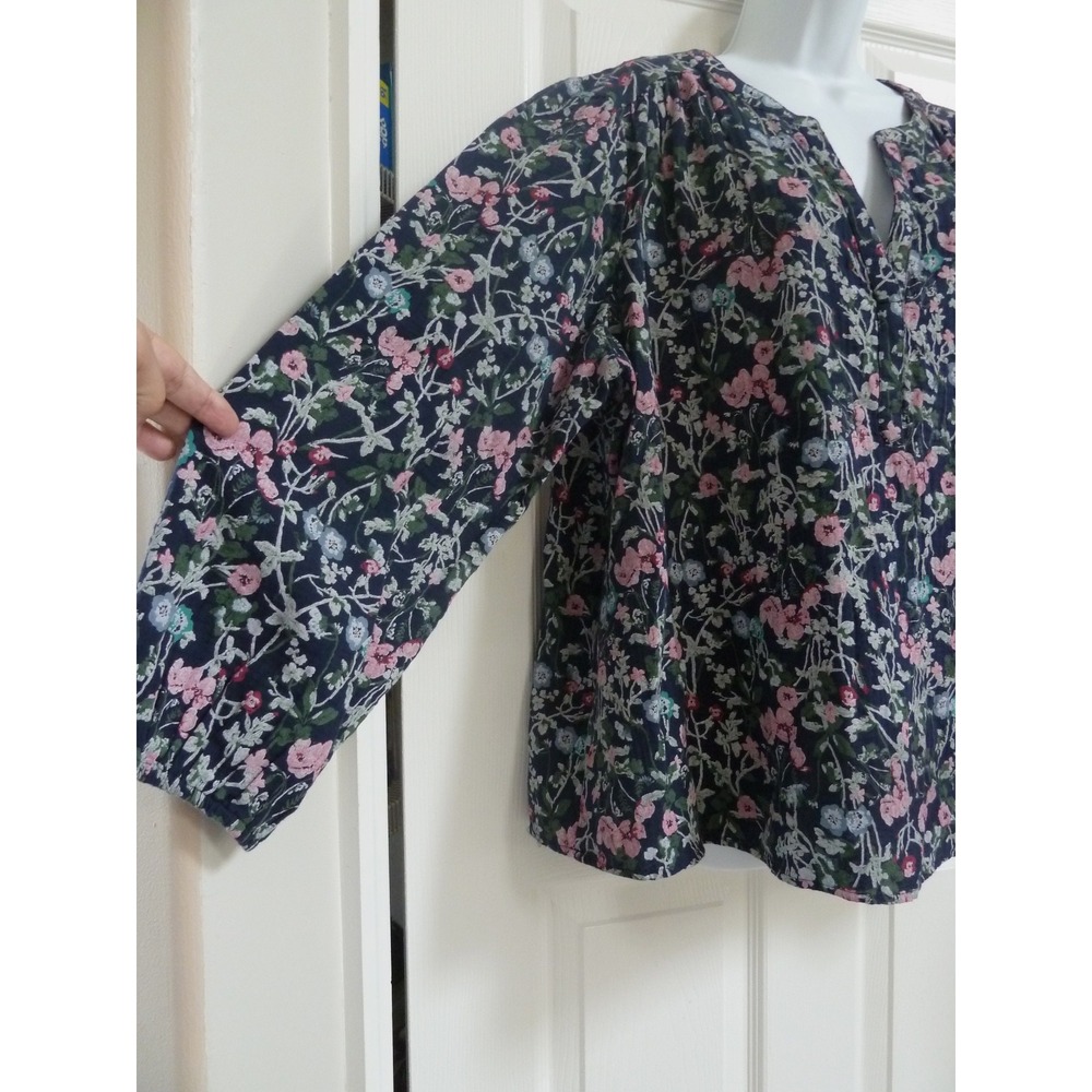 STYLE & CO. Plus Sz 2X Balloon Sleeve Peasant Blouse Dark Floral Pullover Cotton